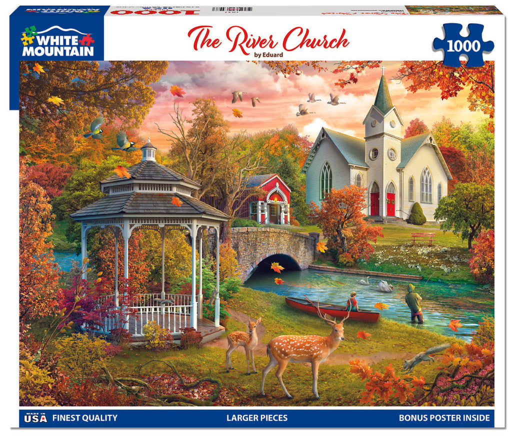 The River Church (1891pz) - 1000 Piece Jigsaw Puzzle