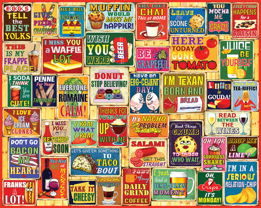 Food & Drink Puns (1803pz) - 1000 Piece Jigsaw Puzzle